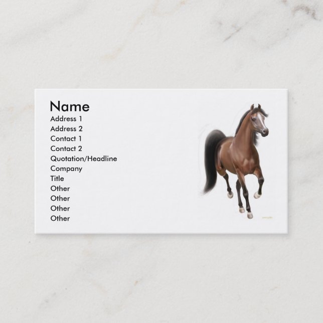 Trotting Bay Horse Business Card (Front)