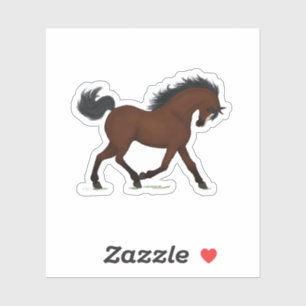 Trotting Bay Horse With Blaze Pony Equestrian