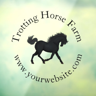 Trotting Black Horse Circular Text Equestrian