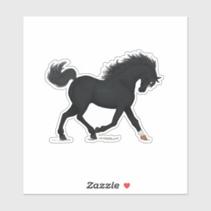 Trotting Black Horse With Star & Sock Black Beauty