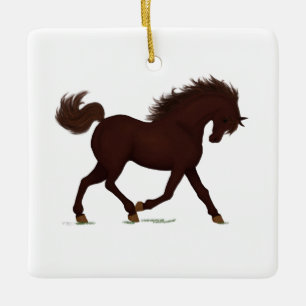 Trotting Brown Horse Pony Personalised Christmas C Ceramic Ornament