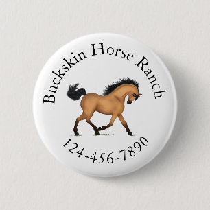 Trotting Buckskin Horse Circular Text Equestrian 6 Cm Round Badge