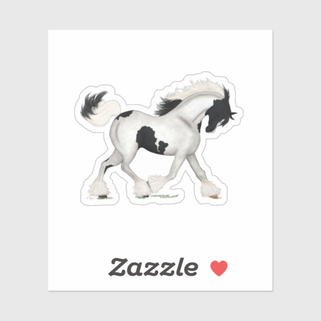 Trotting Gypsy Horse Tobiano Pinto Piebald Pony (Sheet)