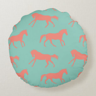 Trotting Horse Holiday Christmas Round Cushion