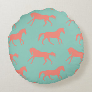 Trotting Horse Holiday Christmas Round Cushion