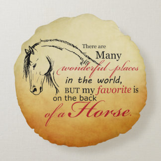 Trotting Horse Holiday Christmas Round Cushion