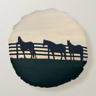 Trotting Horse Holiday Christmas Round Cushion