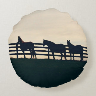 Trotting Horse Holiday Christmas Round Cushion