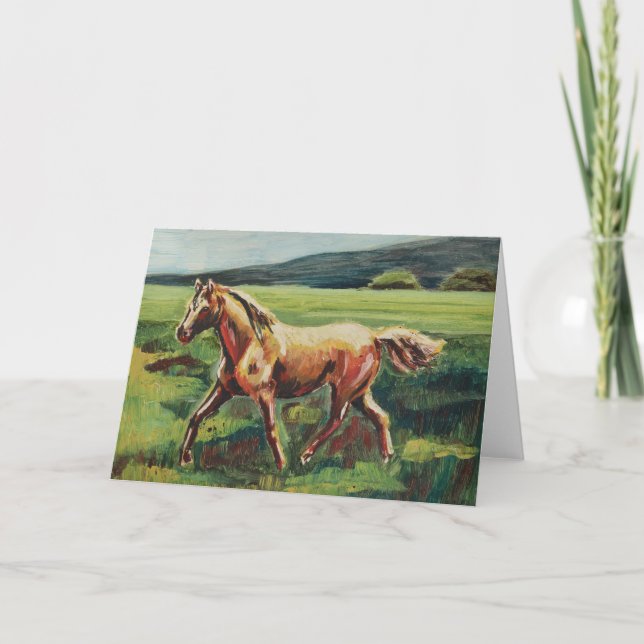 Trotting Horse Oil Painting Blank Card (Front)