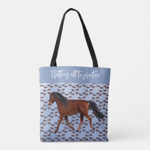 Trotting off to practice horse Tote Bag