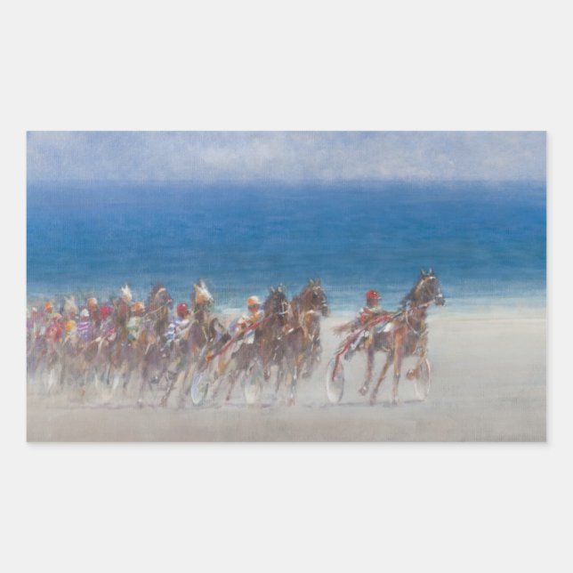 Trotting Races Lancieux Brittany 2014 Rectangular Sticker (Front)