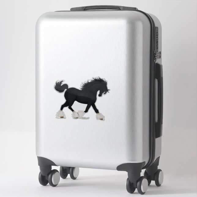 Trotting Shire Horse Draught Black with Blaze (Suitcase)