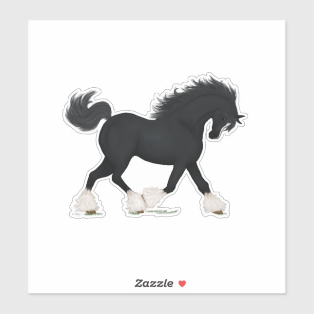 Trotting Shire Horse Draught Black with Blaze (Sheet)