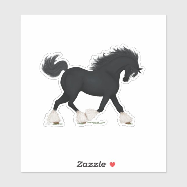 Trotting Shire Horse Draught Black with Blaze (Sheet)