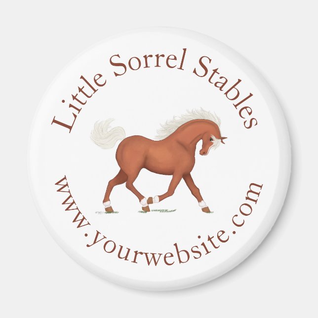 Trotting Sorrel Horse Circular Text Custom Magnet (Front)