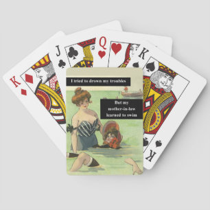 Trouble with Mother-In-Law Funny Swimming Playing Cards