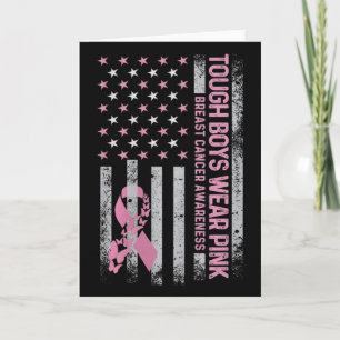 Trough Boy Wears Pink Breast Cancer Awareness Usa  Card