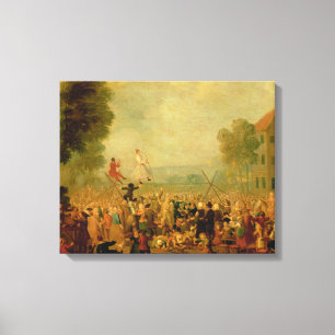 Troupe of Actors Performing on a Tightrope Canvas Print