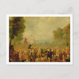 Troupe of Actors Performing on a Tightrope Postcard