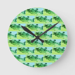 Trout, bass, and crappie three fish favourites   round clock