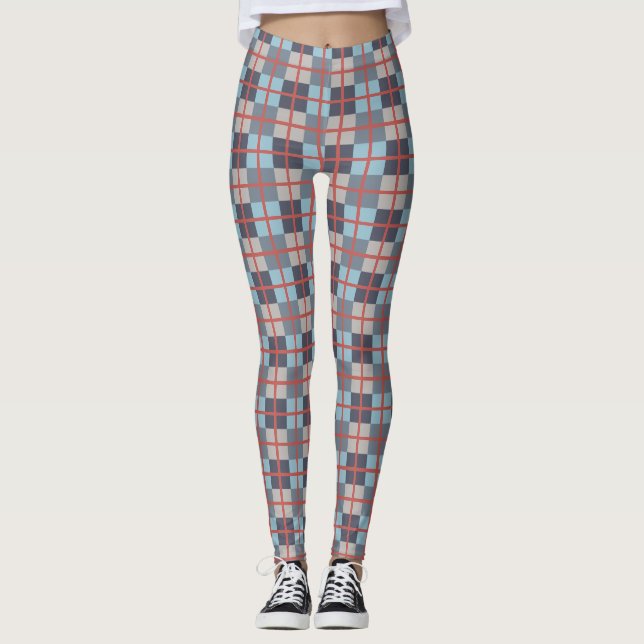 Trout Blue Grey Cotton Seed Orange Red Pattern Leggings (Front)