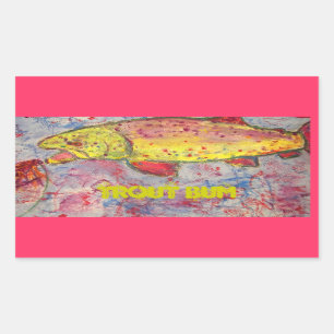 trout bum art rectangular sticker