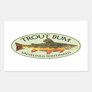 Trout Bum Fishing Rectangular Sticker