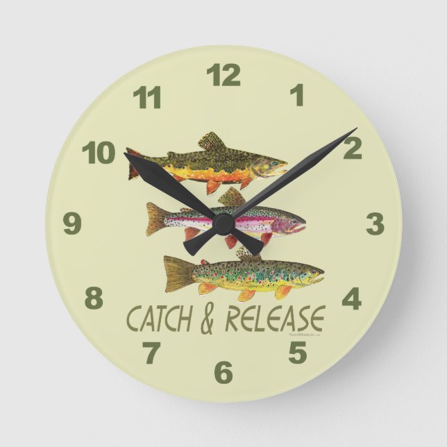 Trout Catch and Release Round Clock (Front)