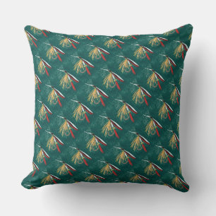 "Trout Fin" Trout Fly tiled wet fly on green Cushion