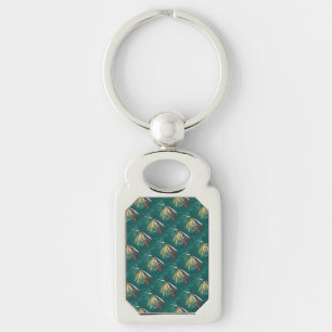 "Trout Fin" Trout Fly tiled wet fly on green       Key Ring