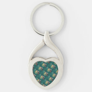 "Trout Fin" Trout Fly tiled wet fly on green Key Ring