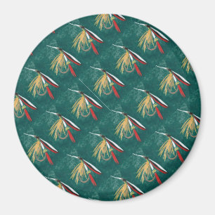 "Trout Fin" Trout Fly tiled wet fly on green Magnet