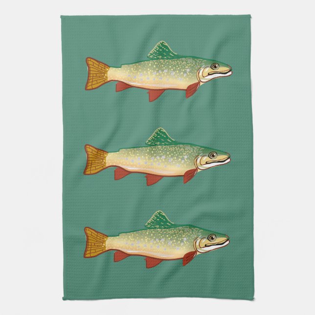 Trout fish art tea towel (Vertical)