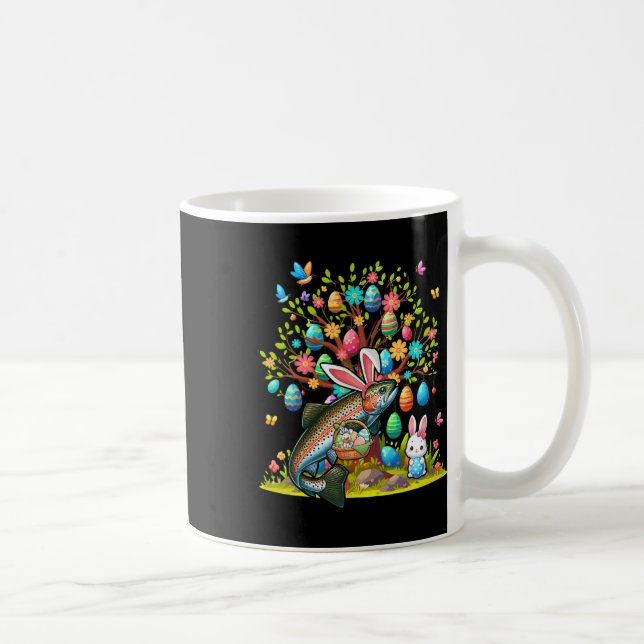 Trout Fish Bunny Easter Eggs Cute Tree Costume Hun Coffee Mug (Right)