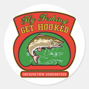 trout fish jumping fly fishing classic round sticker