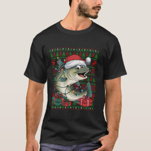 Trout Fish Xmas Lights Ugly Santa Hat Trout Fish C T-Shirt