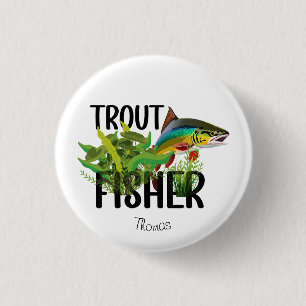 Trout Fisher Rainbow Trout In Natural Environment 3 Cm Round Badge