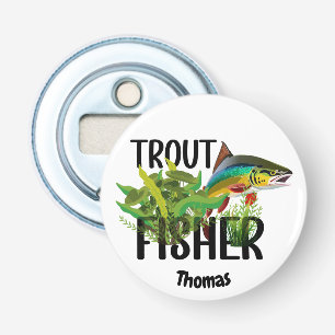 Trout Fisher Rainbow Trout In Natural Environment Bottle Opener