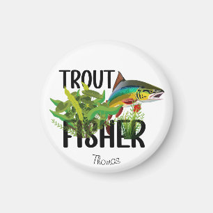 Trout Fisher Rainbow Trout In Natural Environment Magnet
