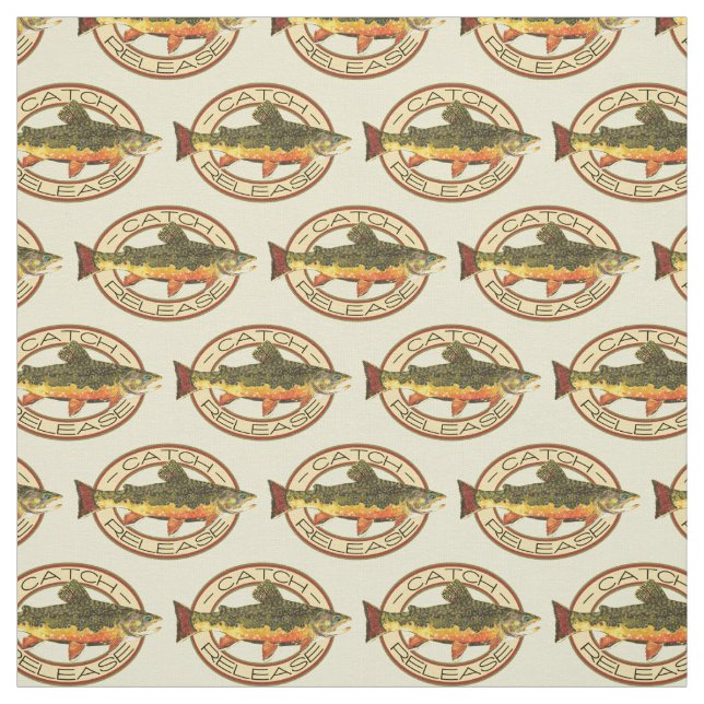 Trout Fisherman's Catch and Release Fabric (Swatch)
