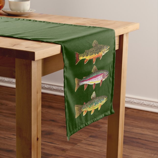 Trout Fishing, Angling Medium Table Runner (In Situ)