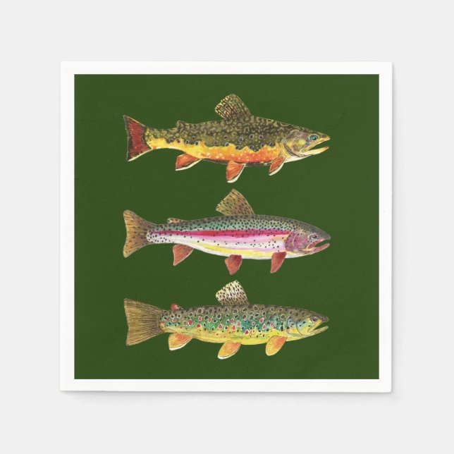 Trout Fishing, Angling Napkin (Front)