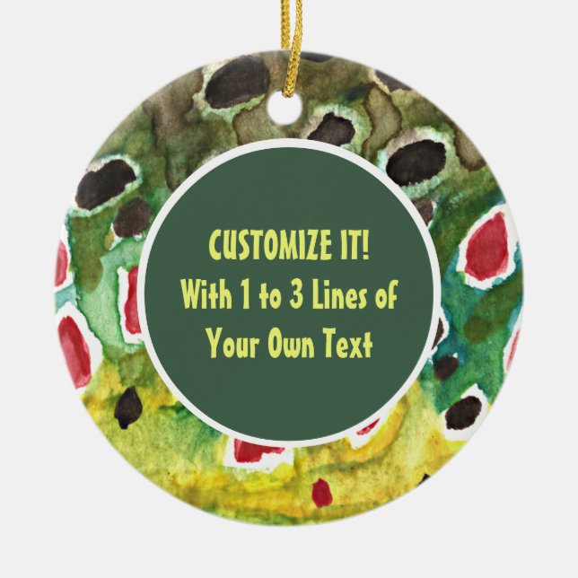 Trout Fishing Ceramic Tree Decoration (Front)