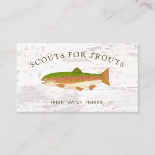Trout Fishing Charter Wood Business Card