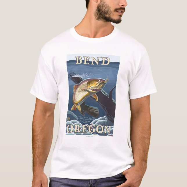 Trout Fishing Cross-Section - Bend, Oregon T-Shirt (Front)