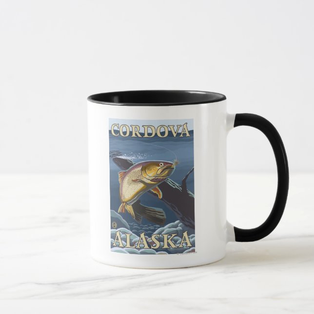 Trout Fishing Cross-Section - Cordova, Alaska Mug (Right)