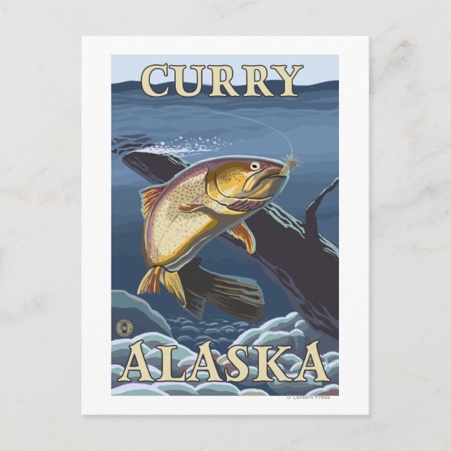 Trout Fishing Cross-Section - Curry, Alaska Postcard (Front)