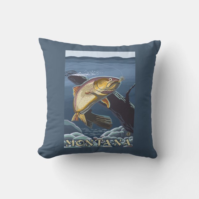 Trout Fishing Cross-Section - Montana Cushion (Front)