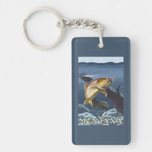 Trout Fishing Cross-Section - Montana Key Ring