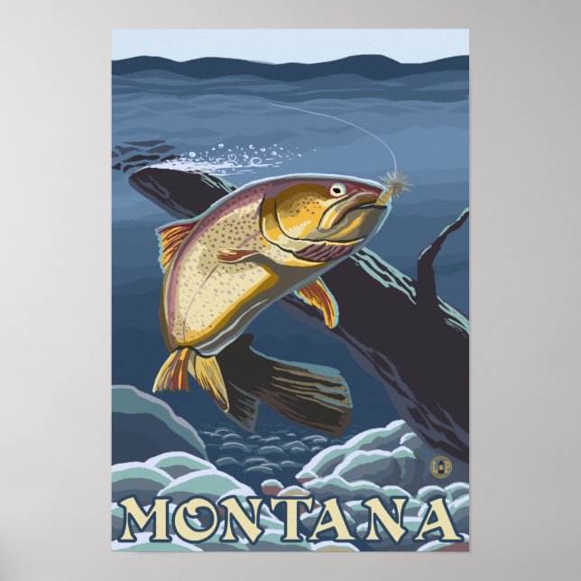 Trout Fishing Cross-Section - Montana Poster (Front)